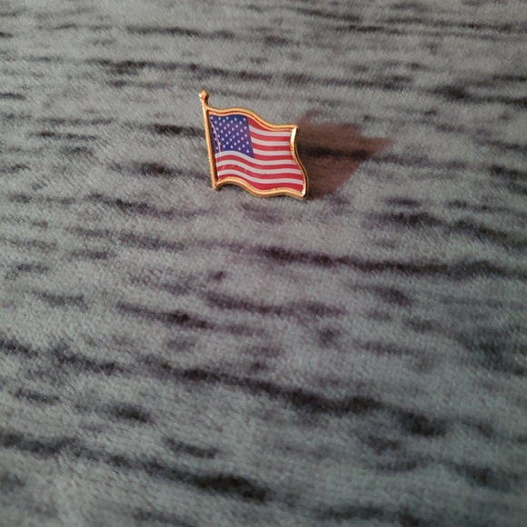 Brass & Enamel Wavy American Flag Lapel Pin - Picture 2 of 6